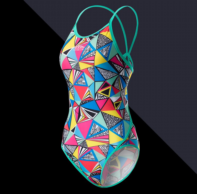 竞速泳衣水立方水立方训练泳衣女遮肚性感露背保守竞速运动连体三角