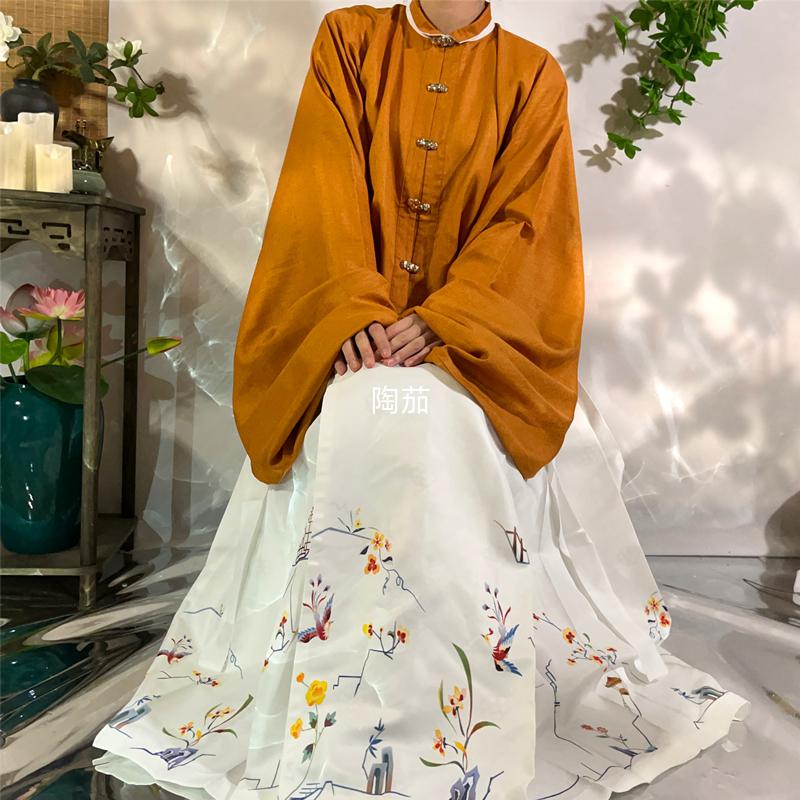 陶茄马面裙改良夏日常女汉服【花鸟画卷】明制梯形印花仿孔府花鸟冬