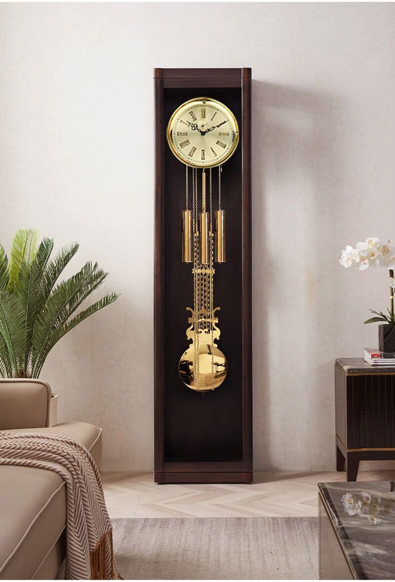 现代简约落地钟赫姆勒中式复古大摆钟座钟客厅新中式机械钟表立钟