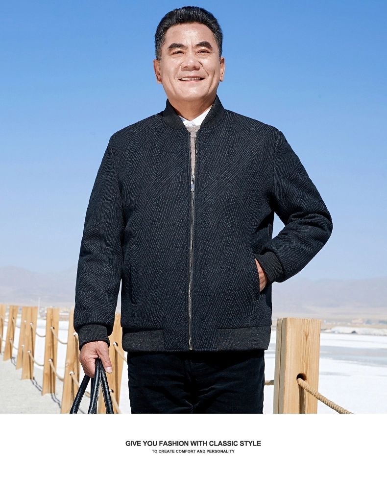 蜜丹丽男装70岁老年男装中年男士冬装夹克衫老年人男装爸爸装冬装外套