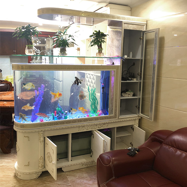 可开票欧式生态酒柜金鱼缸客厅免换水玻璃水族箱底滤柜家用12米大中型