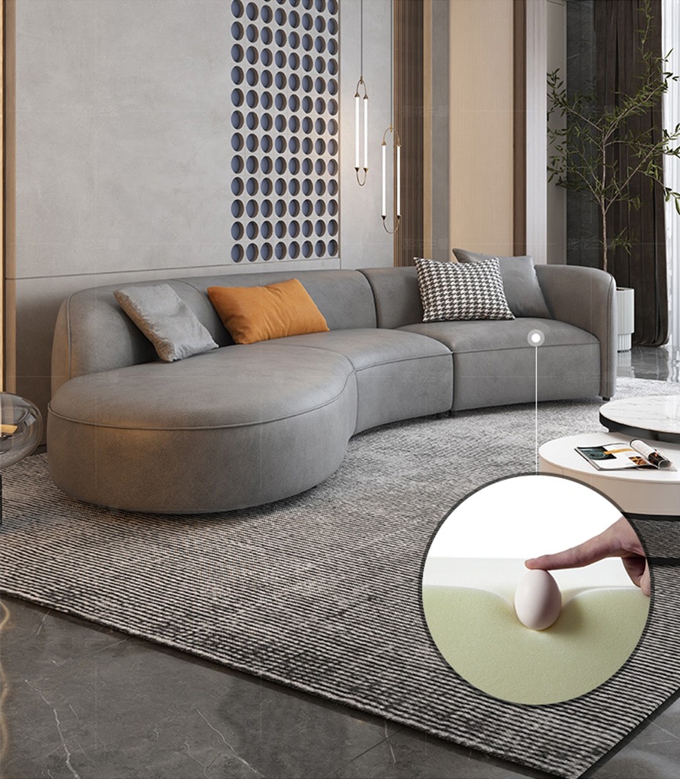 安圣瑞沙发意式轻奢科技布沙发轻奢弧形三人沙发港式样板房设计师款