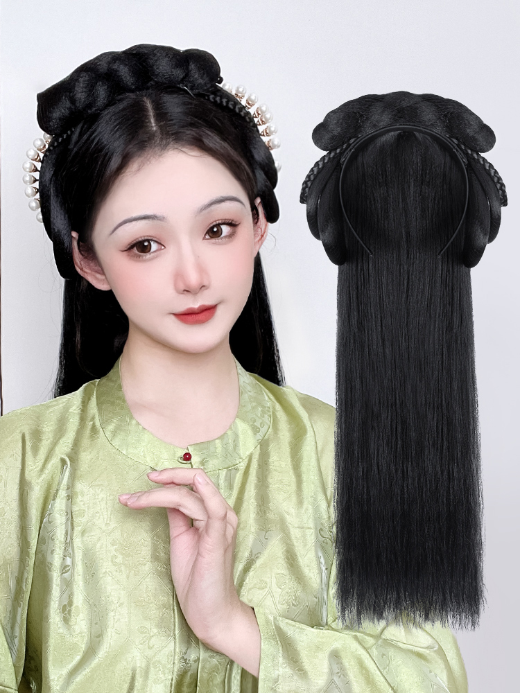 汉服假发一体式古风盘发发髻古装假发包全头假发套发型懒人发饰秋水