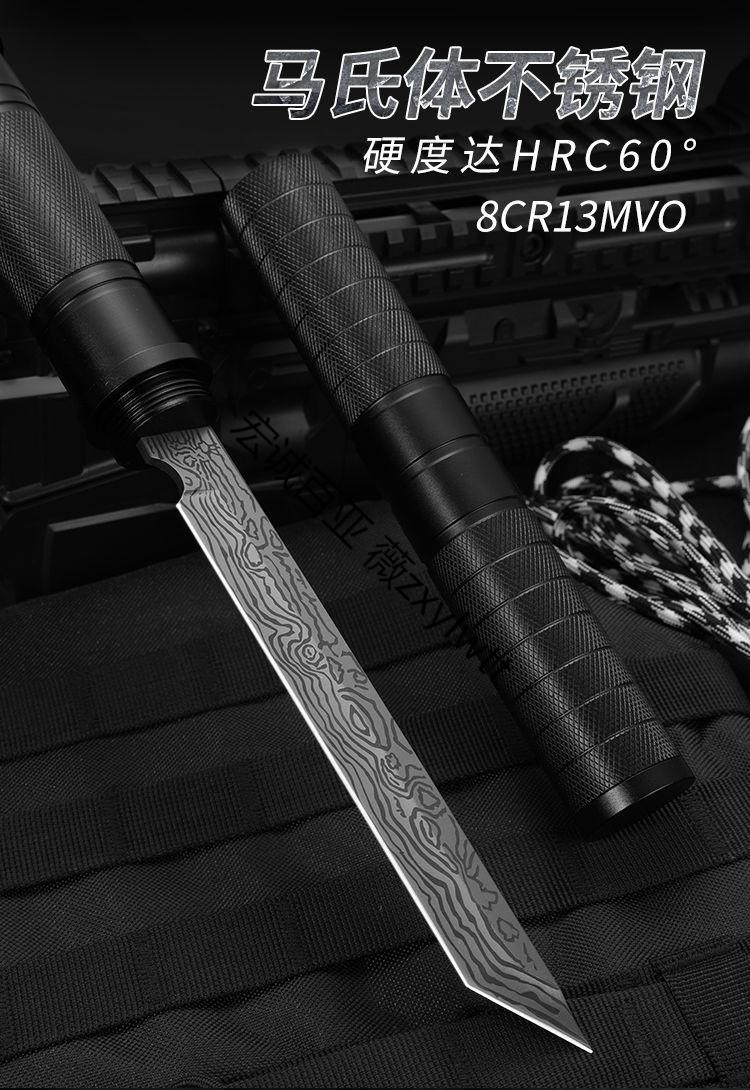 荒夫防爆瑞士军刀防身刀车载短刀棍中刀户外刀荒野求生刀便携小刀红色