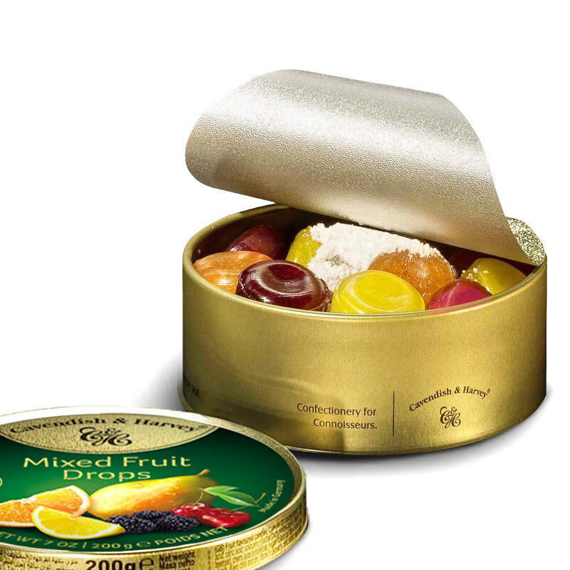 果糖德国零食mixedfruitdrops热带水果嘉云糖200g罐混合口味可乐味175