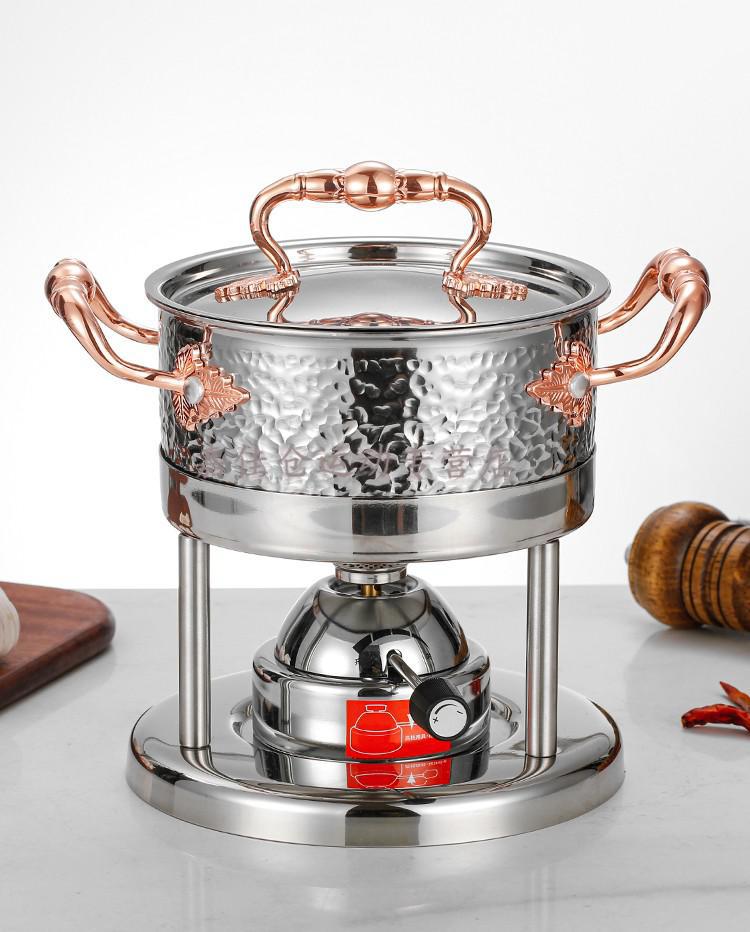单人小火锅商用充气单人小火锅瓦斯炉可调节火力一人一锅会所涮涮锅