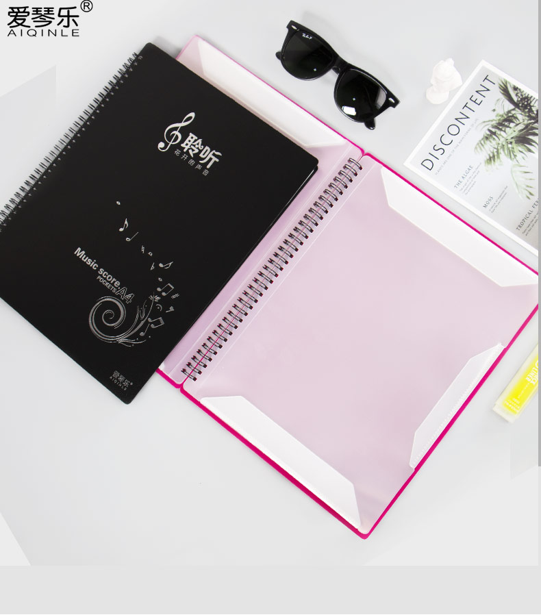 乐谱夹可改谱黑色可修改谱夹子不反光乐谱夹册活页架子鼓钢琴谱子夹册