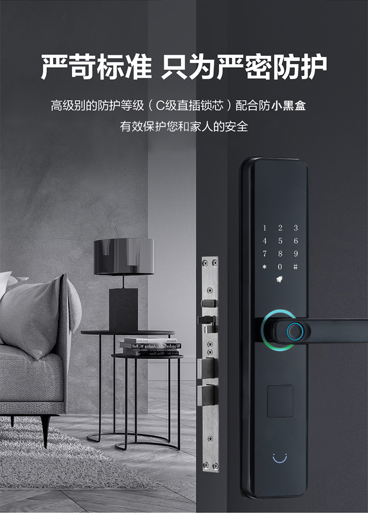 琦莎【京选好货】王力 盼盼门专用指纹锁家用防盗门智能锁木门电子锁