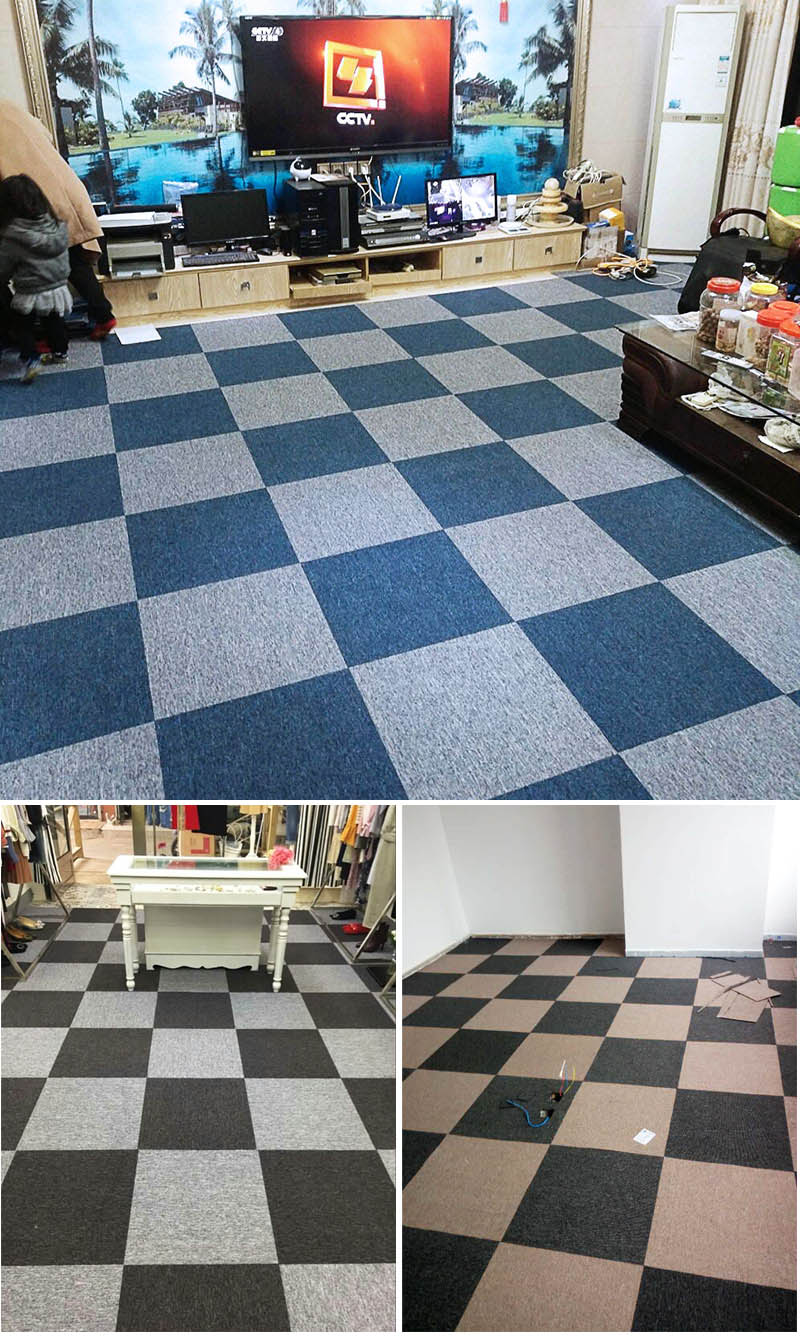 地毯拼接方块卧室满铺贴客厅pvc块毯公司商用整铺工装浅蓝色z1150cm