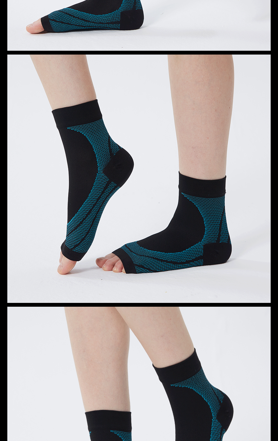 维能弹力袜护脚踝足底筋膜炎袜压力脚套肌肉关节韧带扭伤 黑蓝 l