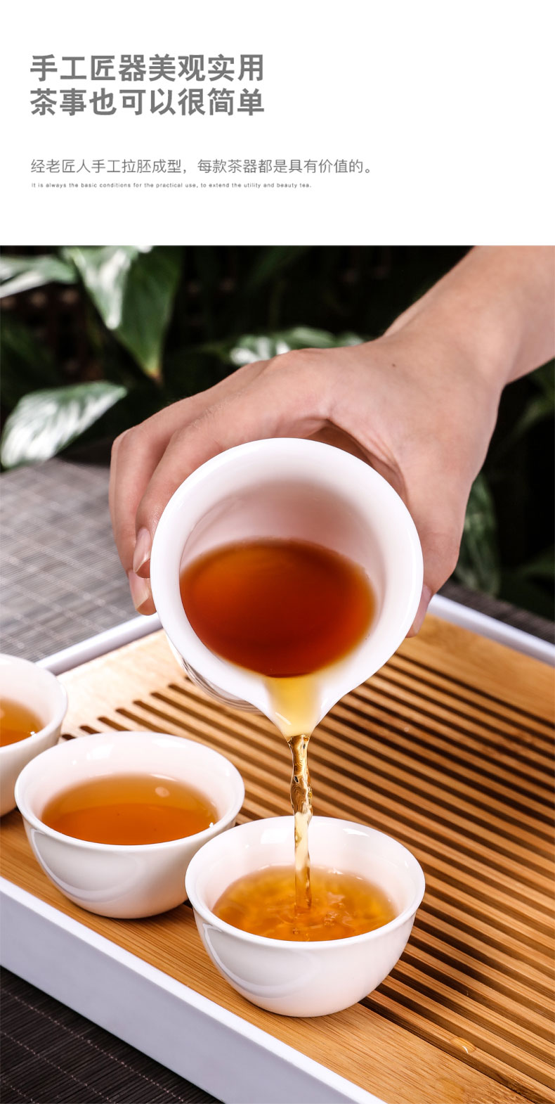 德化羊脂玉纯白瓷功夫茶具套装家用陶瓷简约茶杯整套盖碗泡茶壶喝茶