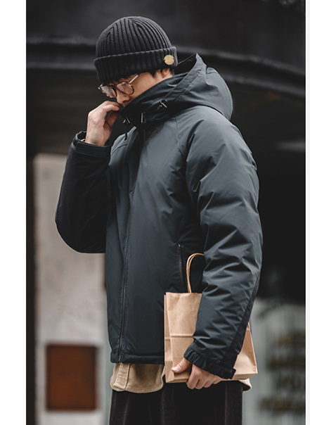 马登工装 日系复古白鸭绒羽绒服防风保暖轻便连帽外套防寒服男冬季