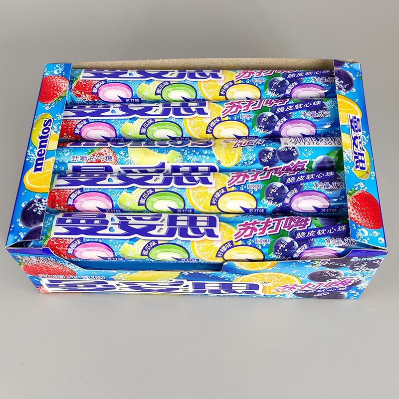 曼妥思劲嚼充气糖37克3支起条糖多口味组合可选休闲糖果零食苏打嗨味3