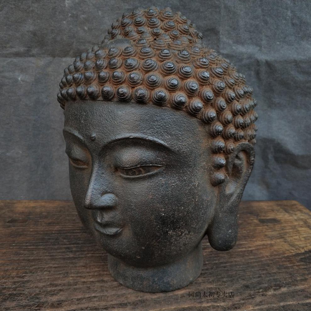 佛头摆件佛头摆件佛首禅意释迦牟尼佛像茶室玄关客厅家居铁器虎年新款