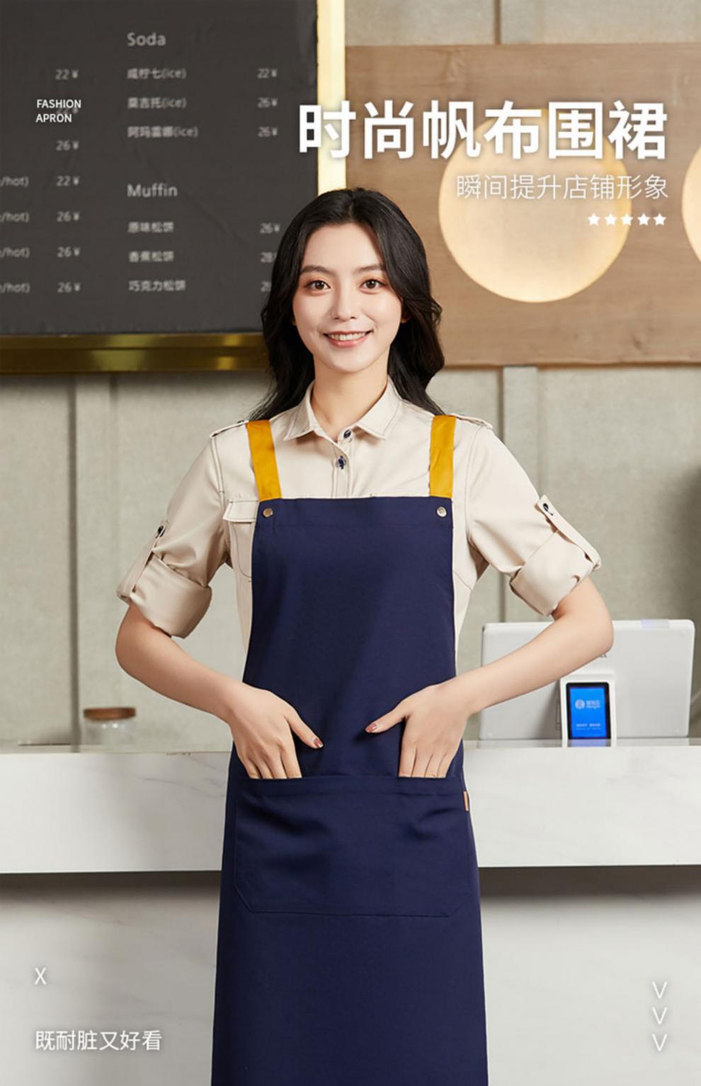 围裙定制印字logo奶茶店餐厅订做服务员女新款烘焙商用帆布工作服龙迅