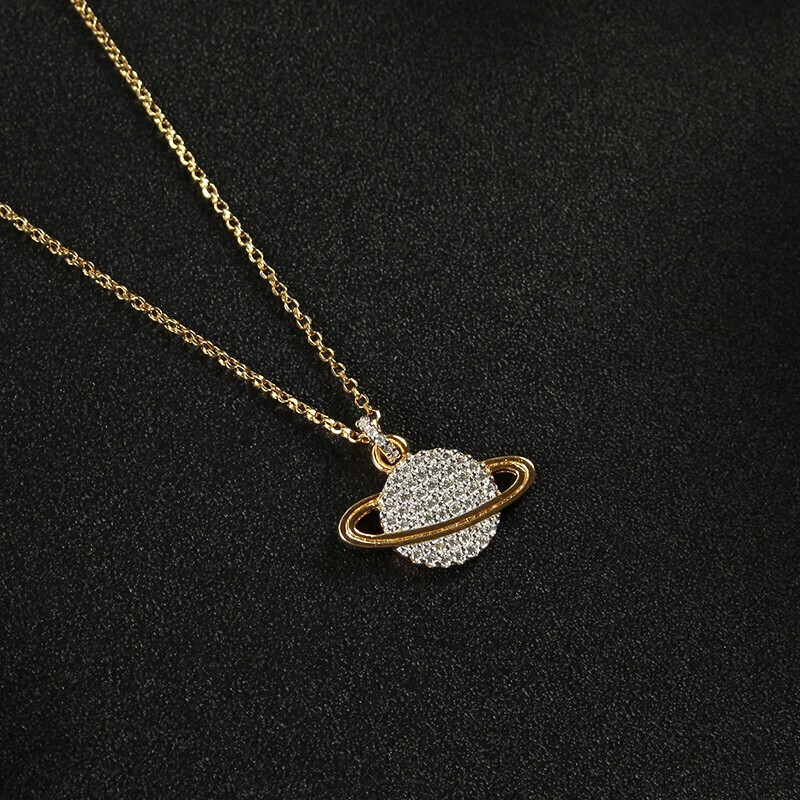 apmmonaco女士银色925银粉色锆石星球项链纪念日生日礼物情人节礼物送