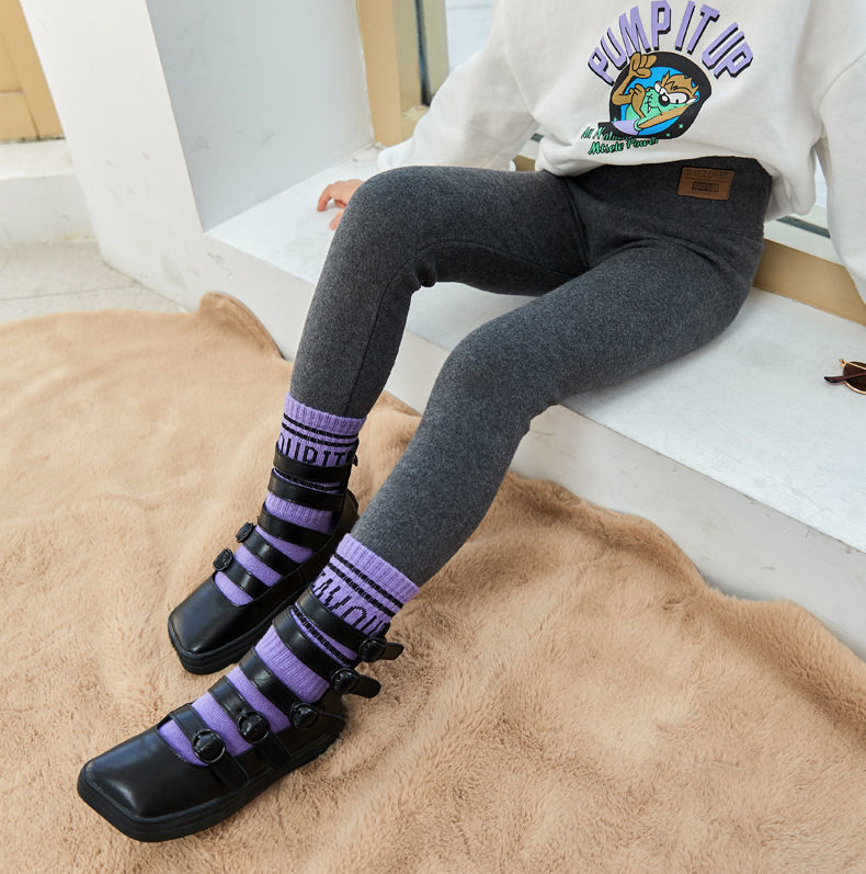 女童加绒打底裤秋冬季外穿女大童一体绒宝宝加厚小女孩纯棉保暖裤浅