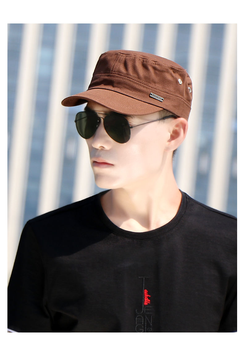 卡地兹光头帽子男薄款短帽檐平顶帽男士春夏款休闲鸭舌帽韩版百搭短檐