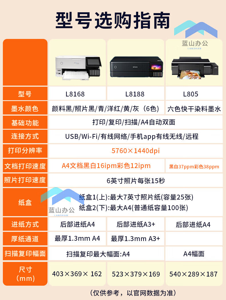 爱普生(epson) l8168家用学生作业六色打照片专用喷墨l805打印机l8188