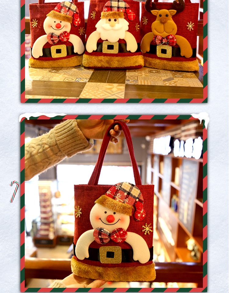 圣诞老人麻袋 圣诞节装饰品圣诞方形礼物袋创意圣诞老人手提袋圣诞