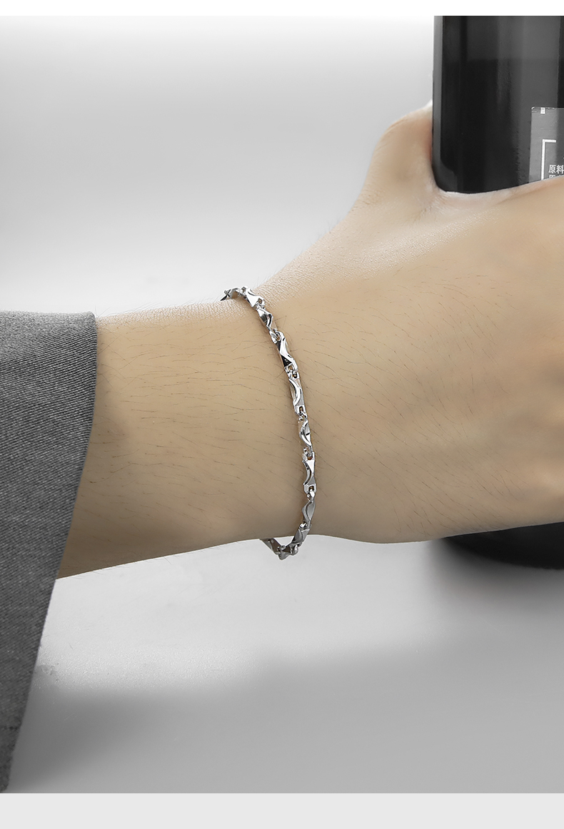 男男情侣手链银男潮简约手环冷淡风小众配饰男生饰品925银男士手饰925