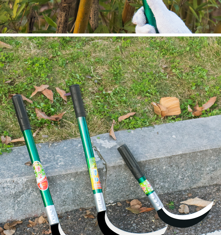 农用割草长柄镰刀加厚锰钢除草开路草刀割韭菜大弯刀打草收麦链刀 川