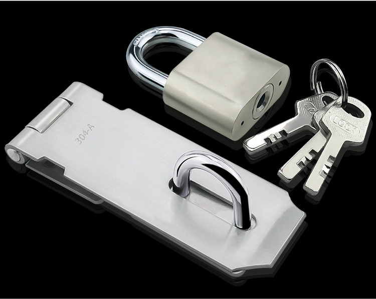 不锈钢插销门扣门栓带锁扣搭扣木门挂锁扣箱扣锁鼻子锁片挂锁牌304a