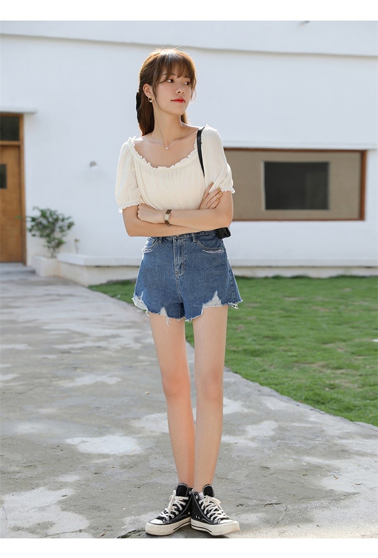 女装牛仔短裤女高腰夏季五分宽松外穿裤子ootdm3023浅蓝26