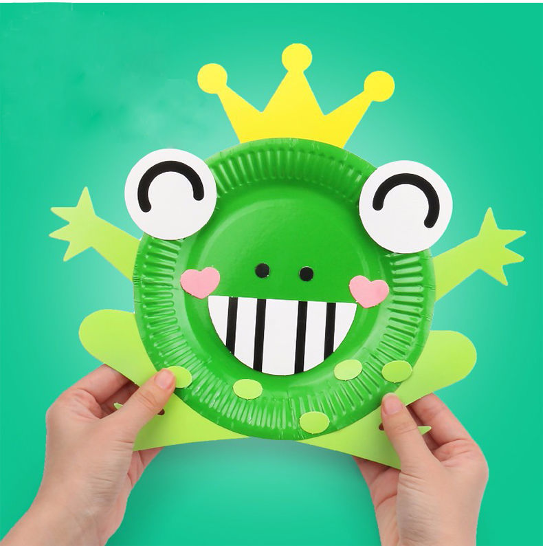 纤雅洁一次性彩色纸盘子7寸18cm混色手工材料制作手工纸盘画画批发7寸