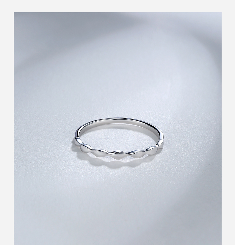 戒指铂金pt950铂金白金水波纹戒指女素细圈指环设计小众送闺蜜礼物 11