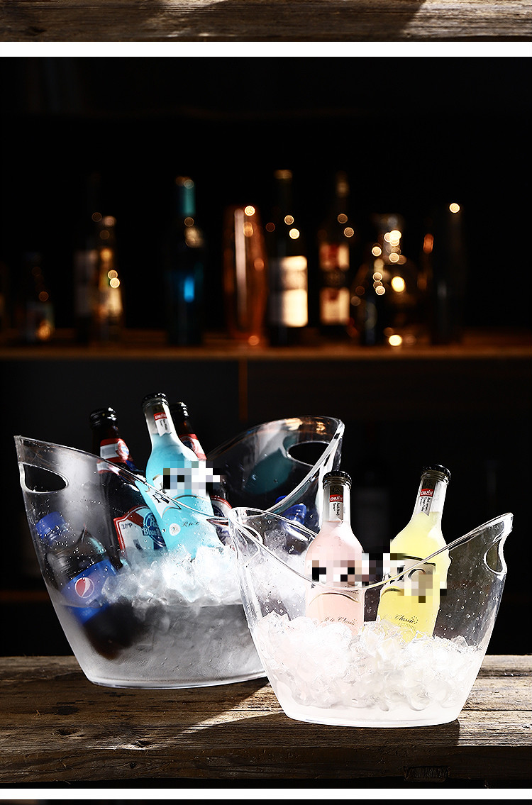 酒吧冰桶塑料冰块桶ktv冰粒桶家用红酒香槟亚克力冰桶元宝桶商用红色