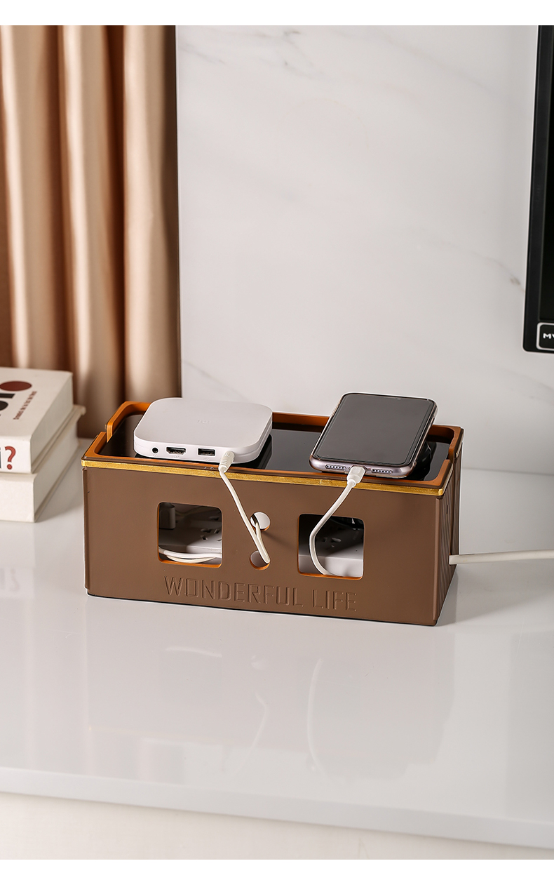 京享好物藏线盒创意轻奢电源线插排收纳盒桌面大号电视柜装饰遮挡盒