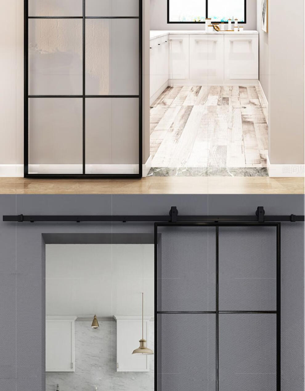 极简铝合金玻璃谷仓门吊轨门卫生间移门洗手间推拉门卧室厨房仓门