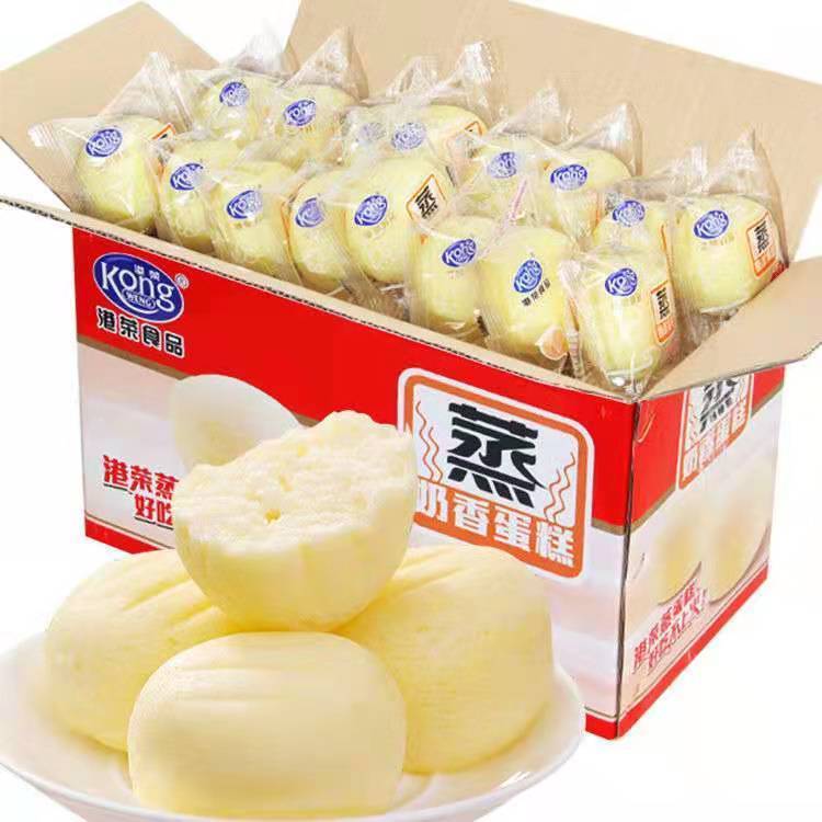 港荣蒸蛋糕零食整箱多口味早餐休闲代餐食品组合袋装面包蛋糕点心 港