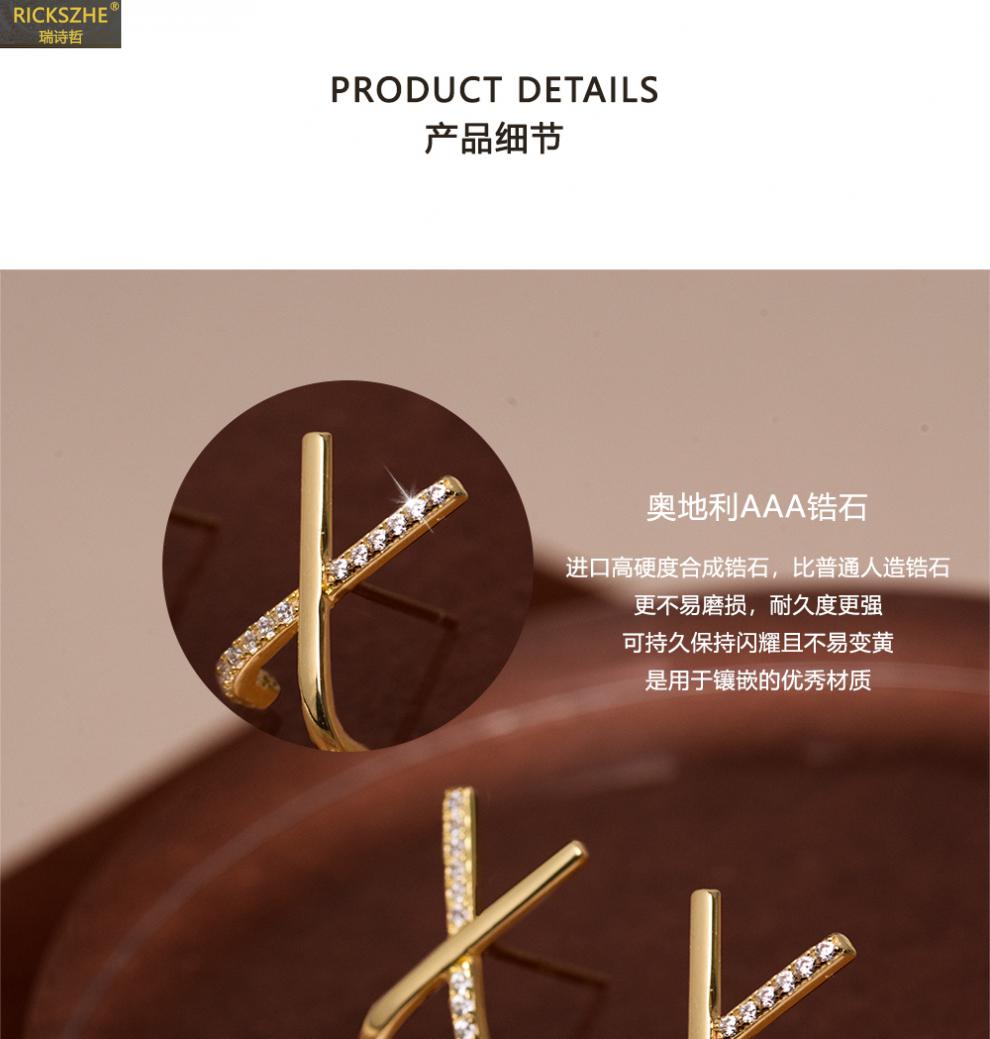 瑞诗哲高端品牌新款字母x银女耳钉原创ins个性设计轻奢小众时尚潮耳饰