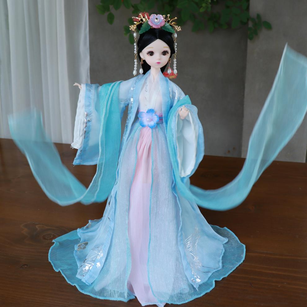 芭芘娃娃古装四大美女 30厘米比芭比美娃娃古风古装古代红色汉服裙