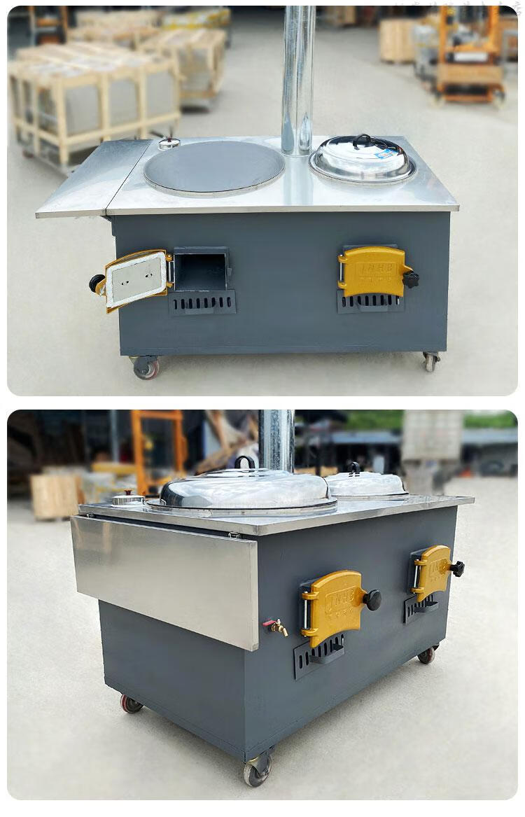 地锅柴火土灶台 材火灶农村家用柴火灶木柴双锅土灶台炉移动地锅鸡桌