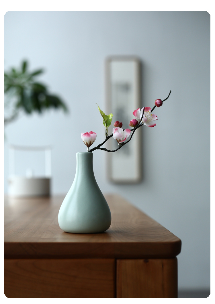 汝窑花瓶汝瓷花瓶 开片汝窑花器小号茶台花瓶花插中式仿古天青釉摆件