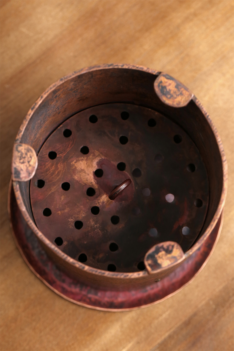日本火钵风谷山房日式炭炉复古铜茶炉铜艺风炉茶道烧水煮茶器功夫配件