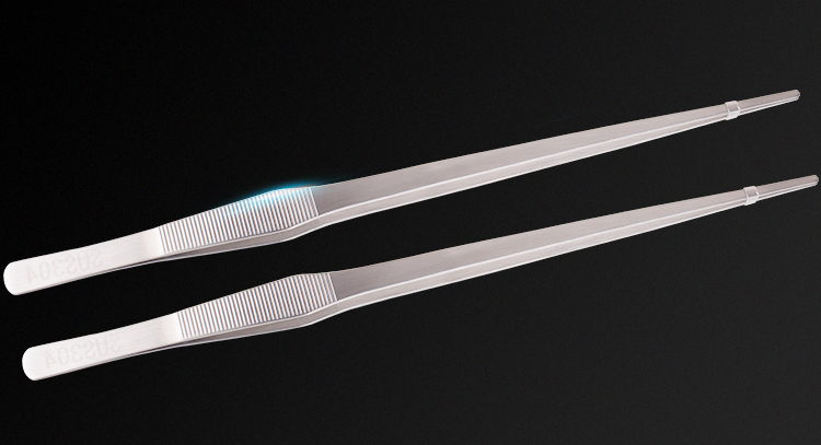 不锈钢圆头带齿大镊子2748cm水草镊子昆虫夹子加长加厚弯头27cm