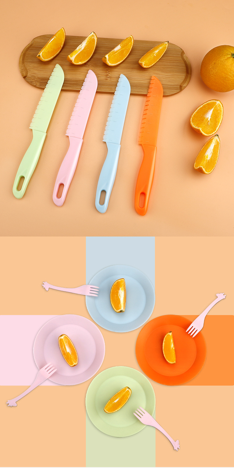 创木工房 儿童水果刀不易伤手塑料切菜刀幼儿园儿童专用安全小刀具