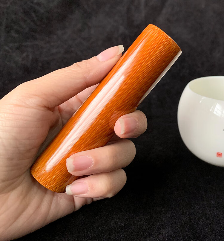 天然实心玉竹手把件老料文玩玉竹雕刻红皮实心竹把玩件玉化竹盘玩