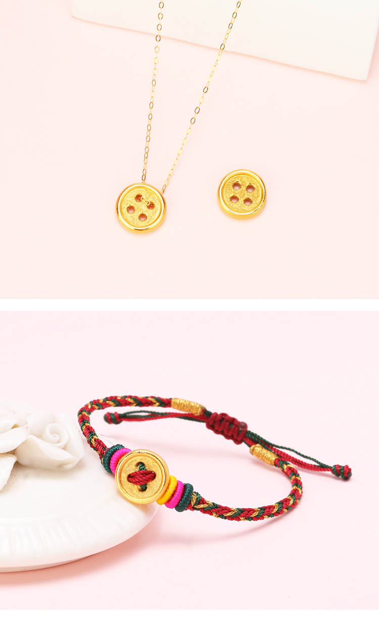 旬谨纪黄金纽扣999足金纽扣扣子扭转乾坤灰黄腾达金扣转运珠diy手链尾