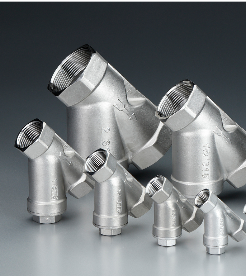 自来水家用304不锈钢y型过滤器316工业用管道内螺纹双层滤网80目配件