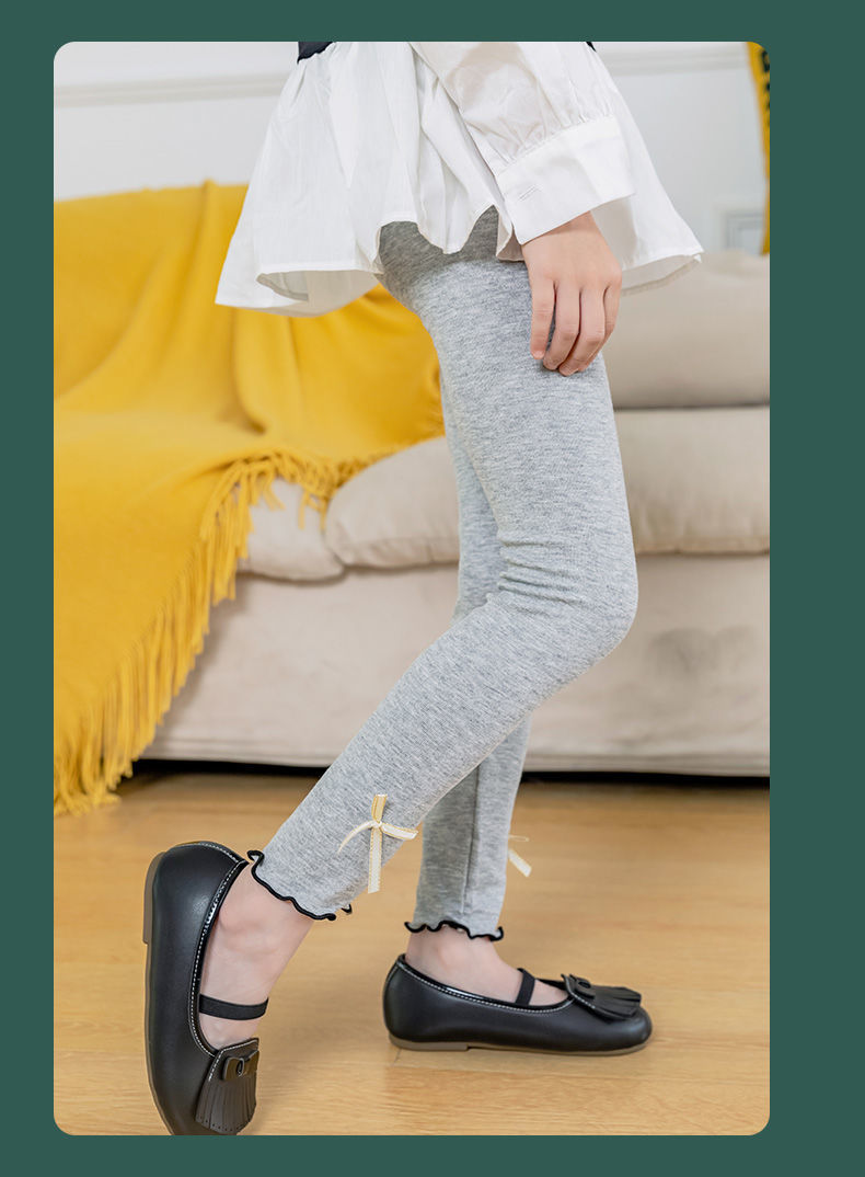 女宝宝九分裤子外穿女童打底裤薄款透气白色裤子洋气中小童休闲裤灰色