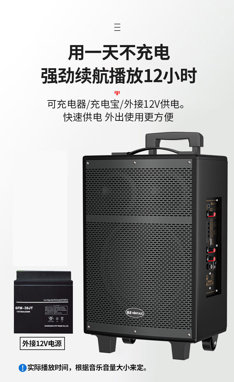 喇叭音响户外广场舞音箱k歌带话筒唱歌蓝牙便携式手提拉杆20寸组合