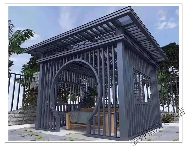 户外铝合金新中式凉亭现代简约庭院别墅休闲亭花园亭子园林观景亭2022
