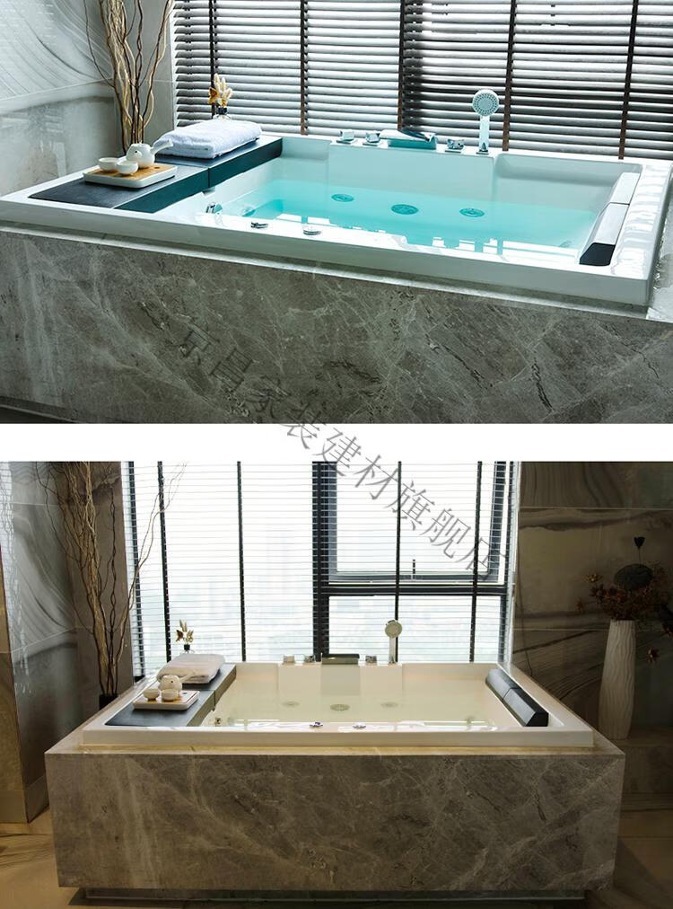 定制双人嵌入式浴缸冲浪按摩家用智能成人温泉亚克力独立恒温超大浴池