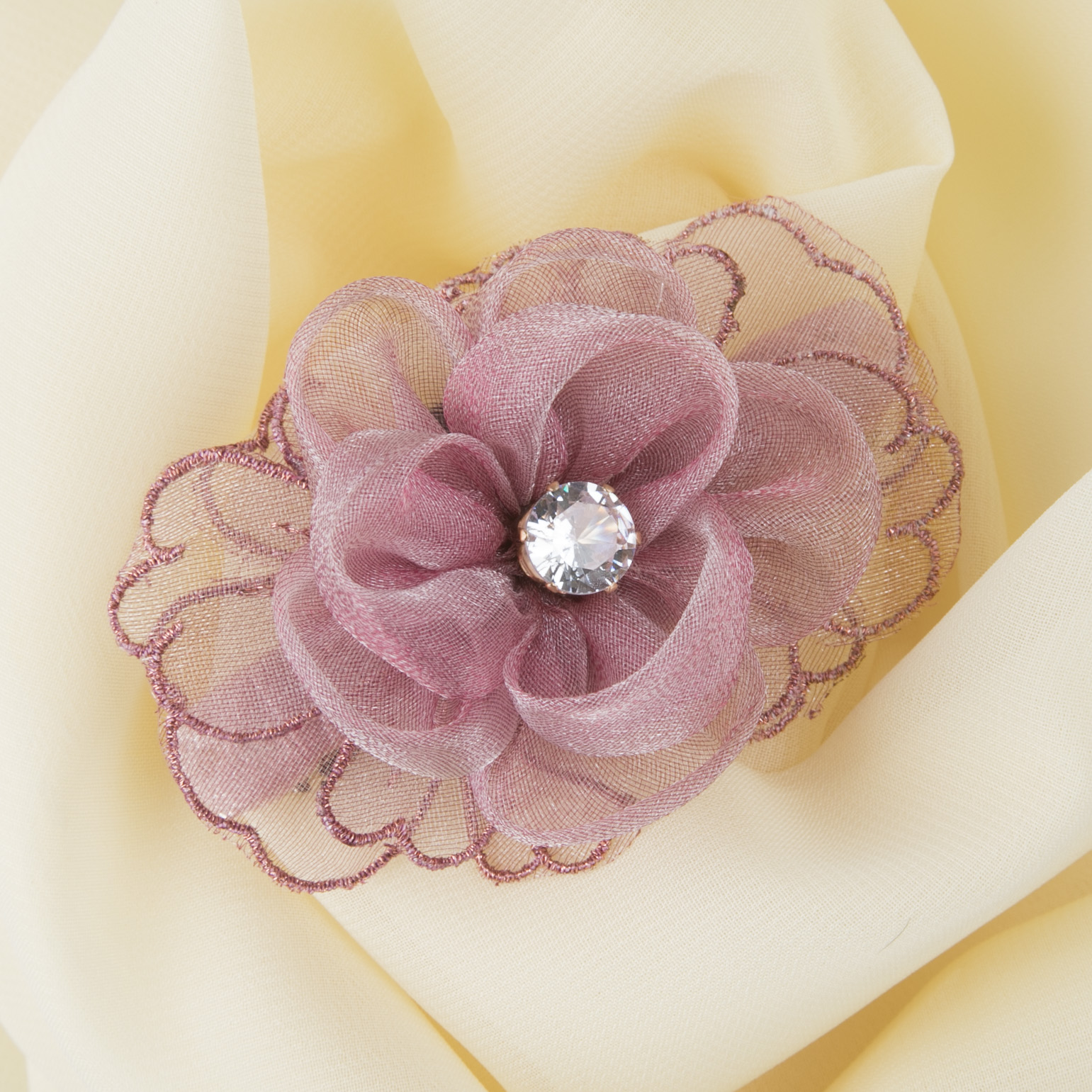 京品优选捡漏绢纱花朵发夹弹簧夹一字夹子发卡刺绣优雅