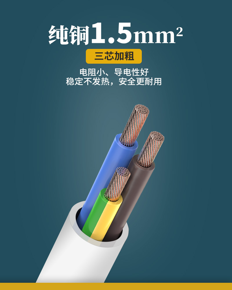 转16a空调延长线大孔三插风扇两孔插头延长5米二插延长线5条装936条
